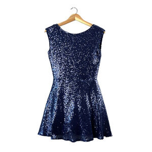 Women's Sequined Tobi Blue A-Line Dress M